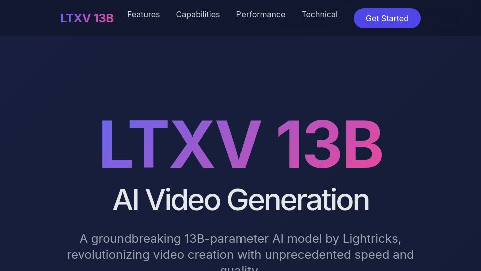 Screenshot of ltxv.video: LTXVideo 13B AI video generation