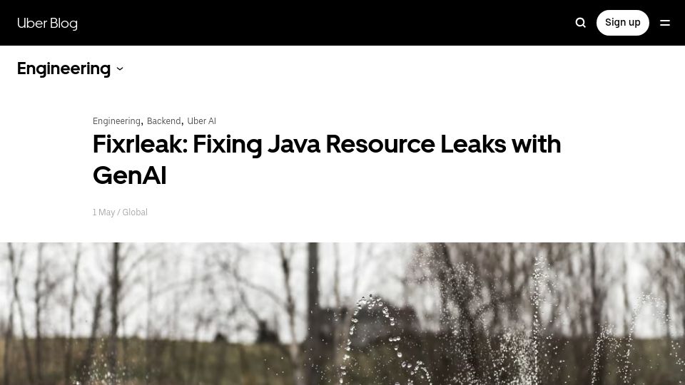 Screenshot of uber.com: Fixrleak: Fixing Java Resource Leaks with GenAI