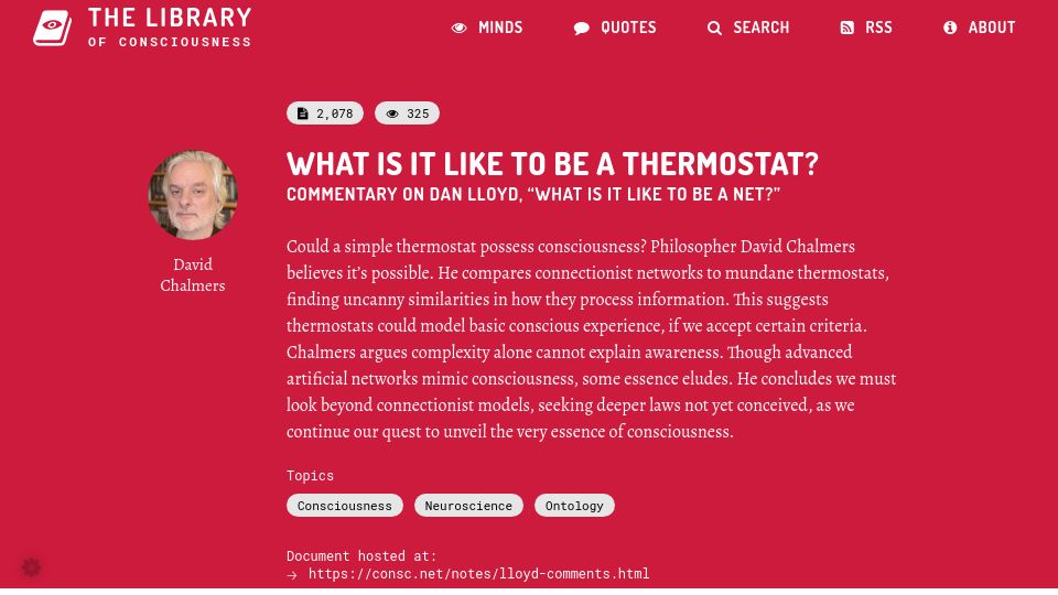 Screenshot of organism.earth: What is it like to be a thermostat? (1996)