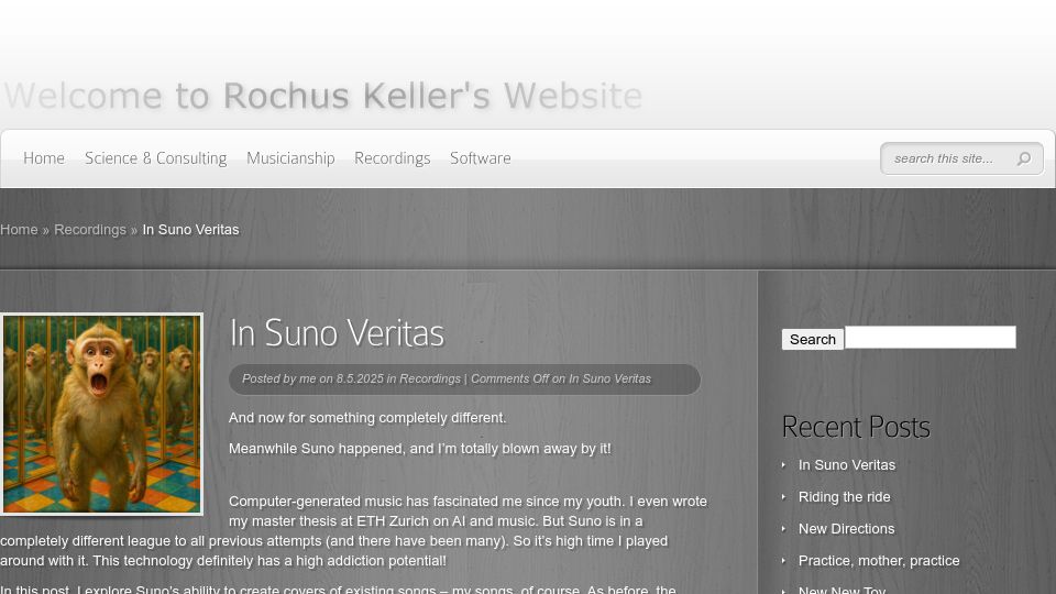 Screenshot of rochus-keller.ch: When Suno covers my song (very useful) – a study with variations