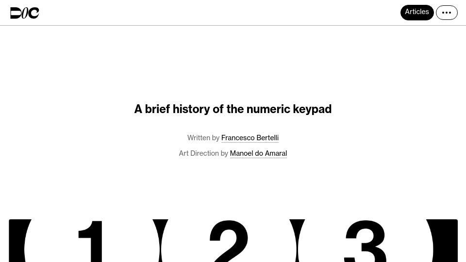 Screenshot of doc.cc: A brief history of the numeric keypad