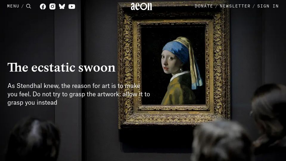 Screenshot of aeon.co: The Ecstatic Swoon
