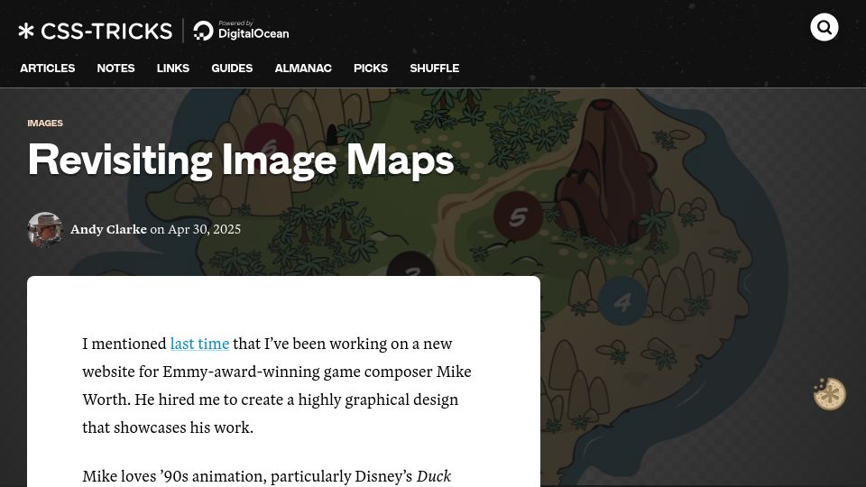 Screenshot of css-tricks.com: Revisiting Image Maps