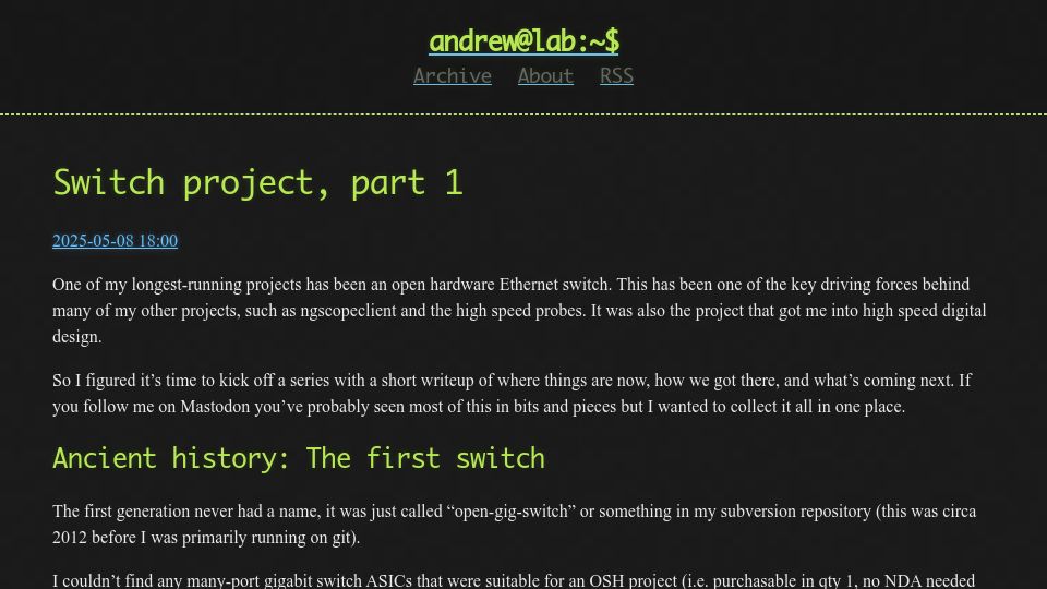 Screenshot of serd.es: Open Hardware Ethernet Switch project, part 1
