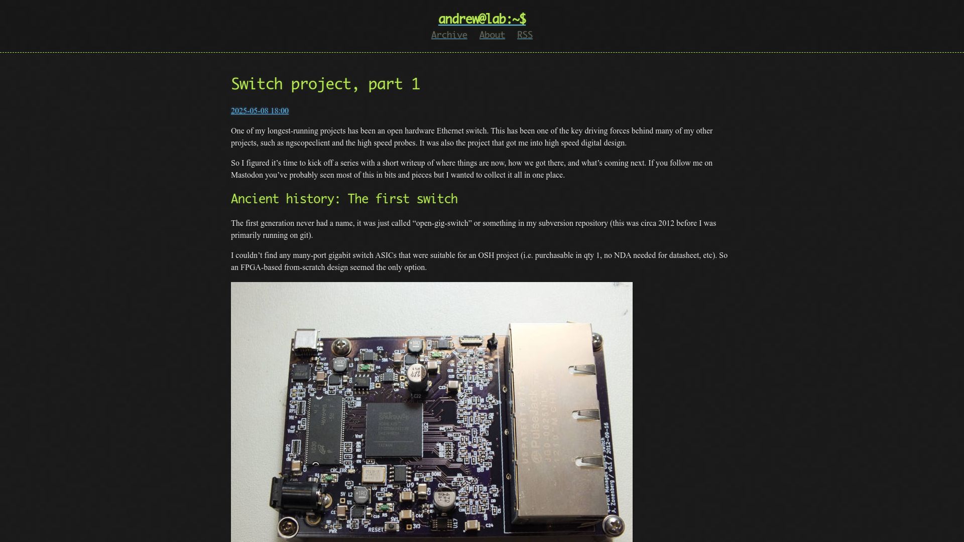 Screenshot of serd.es: Open Hardware Ethernet Switch project, part 1
