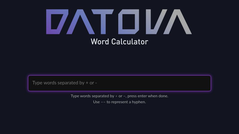 Screenshot of calc.datova.ai: Show HN: Semantic Calculator (king-man+woman=?)