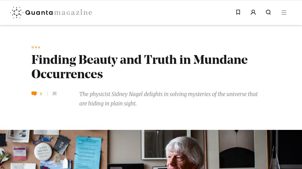 Screenshot of quantamagazine.org: Finding Beauty and Truth in Mundane Occurrences