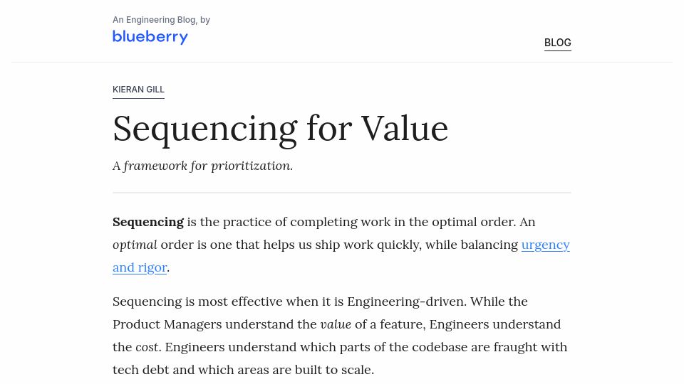 Screenshot of engineering.blueberrypediatrics.blog: Sequencing for Value