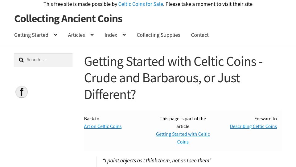Screenshot of collectingancientcoins.co.uk: Getting Started with Celtic Coins – Crude and Barbarous, or Just Different?