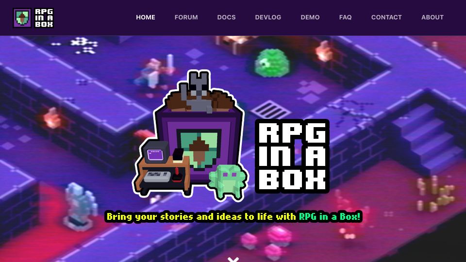 Screenshot of rpginabox.com: RPG in a Box