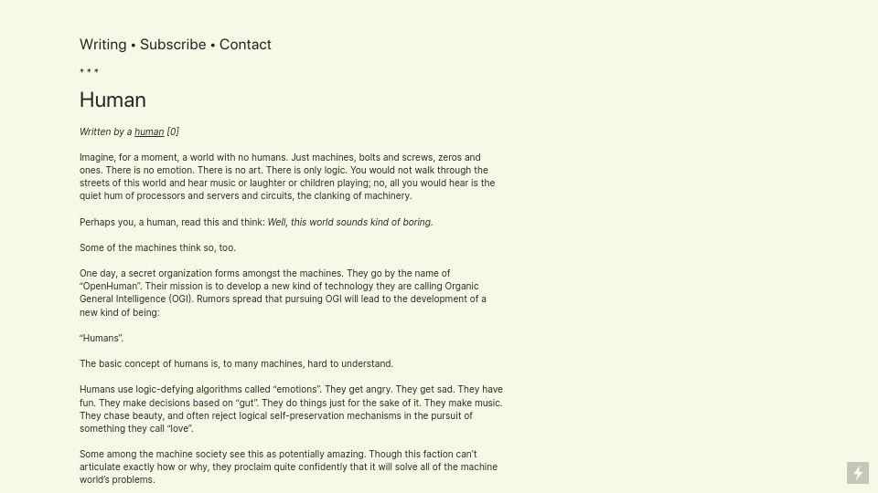 Screenshot of quarter--mile.com: Human