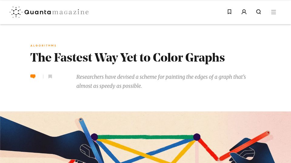 Screenshot of quantamagazine.org: The Fastest Way yet to Color Graphs