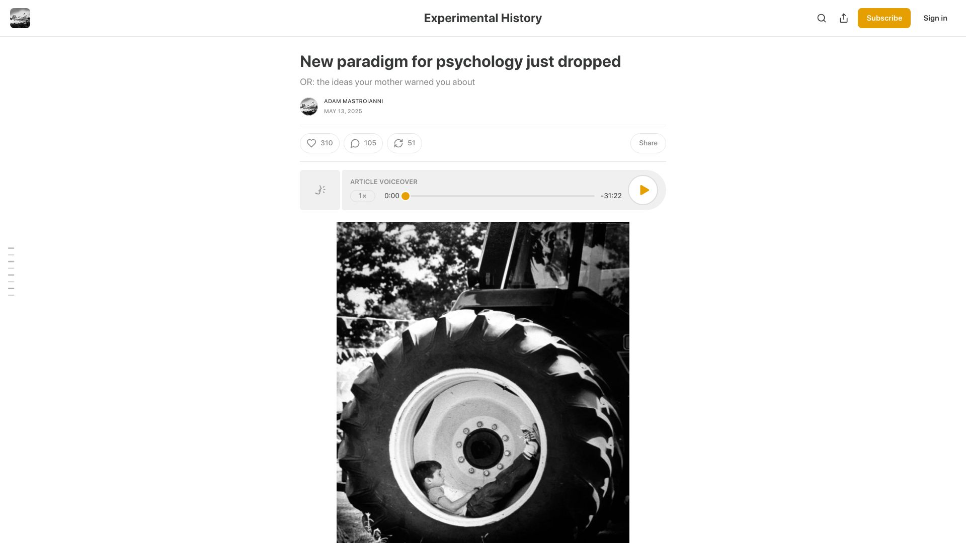 Screenshot of experimental-history.com: “The Mind in the Wheel” lays out a new foundation for the science of mind