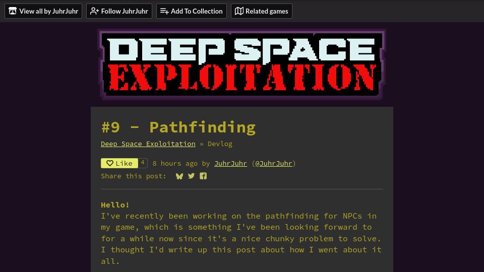 Screenshot of juhrjuhr.itch.io: Pathfinding