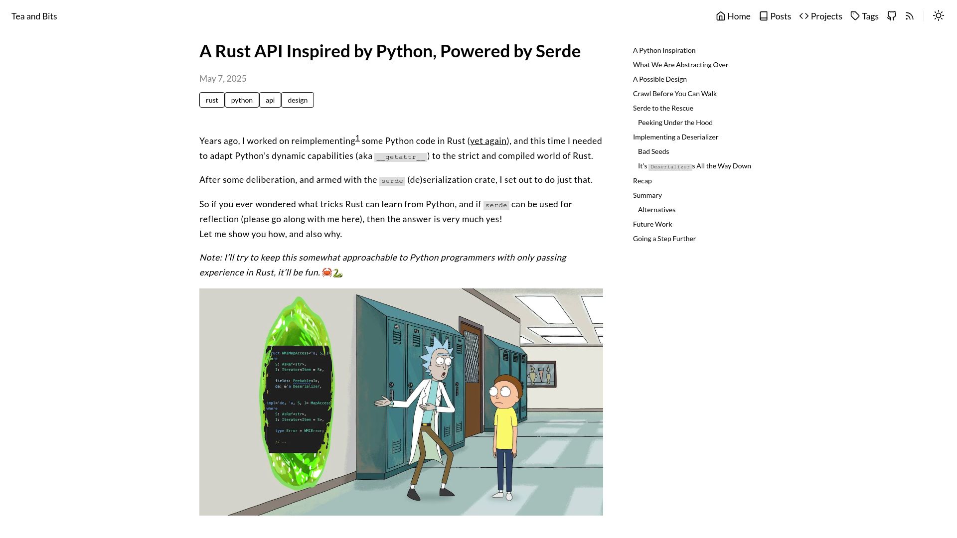 Screenshot of ohadravid.github.io: A Rust API Inspired by Python, Powered by Serde