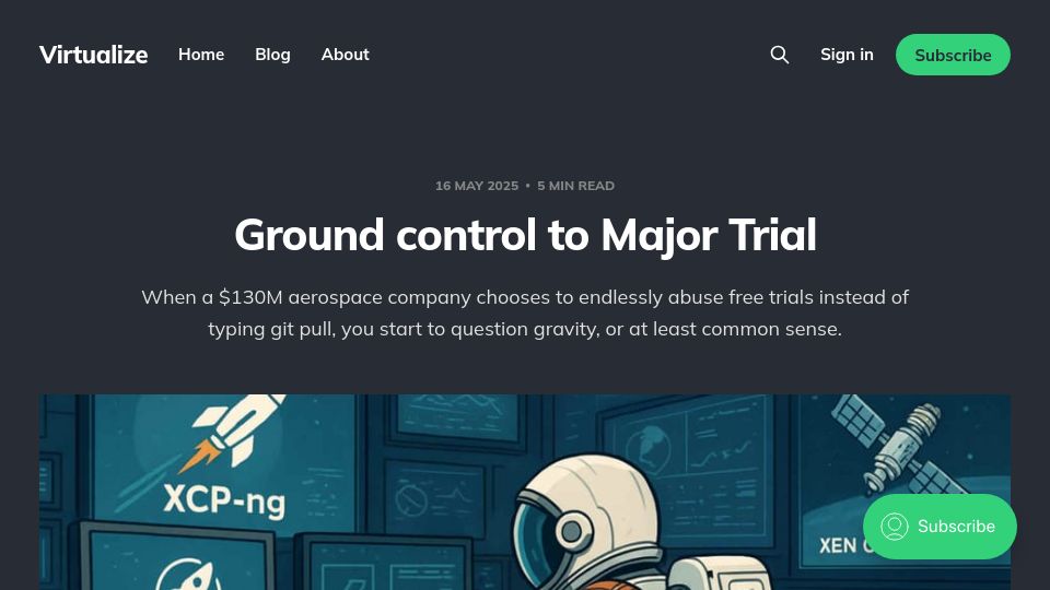 Screenshot of virtualize.sh: Ground control to Major Trial