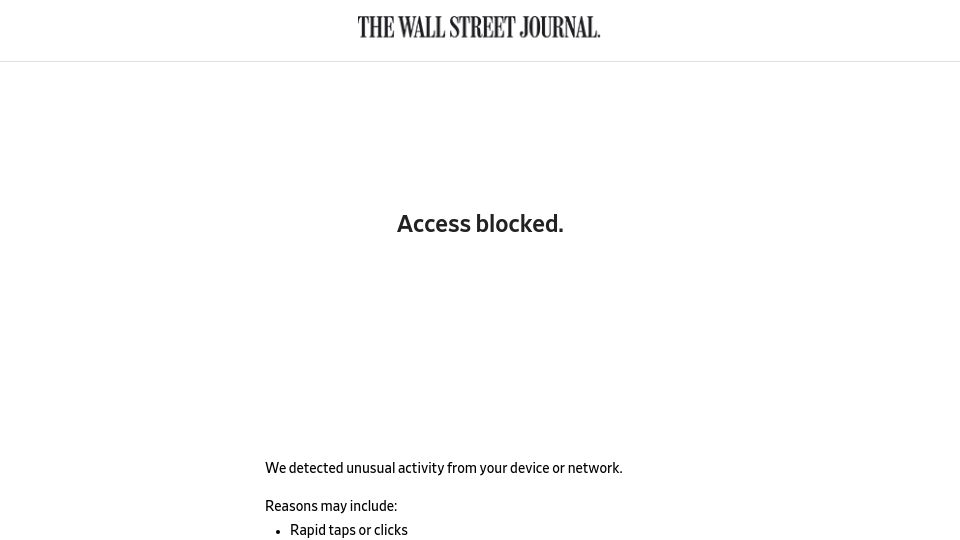 Screenshot of wsj.com: Meta Battles an 'Epidemic of Scams' as Criminals Flood Instagram and Facebook