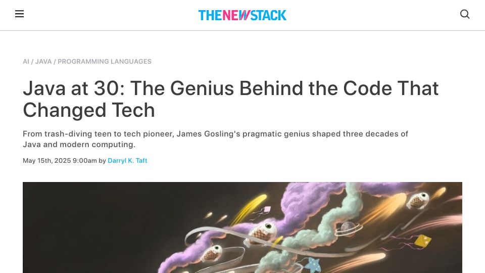 Screenshot of thenewstack.io: Java at 30: Interview with James Gosling