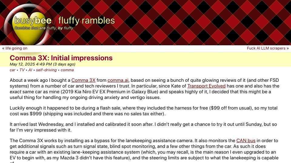 Screenshot of beesbuzz.biz: Comma 3X: Initial Impressions