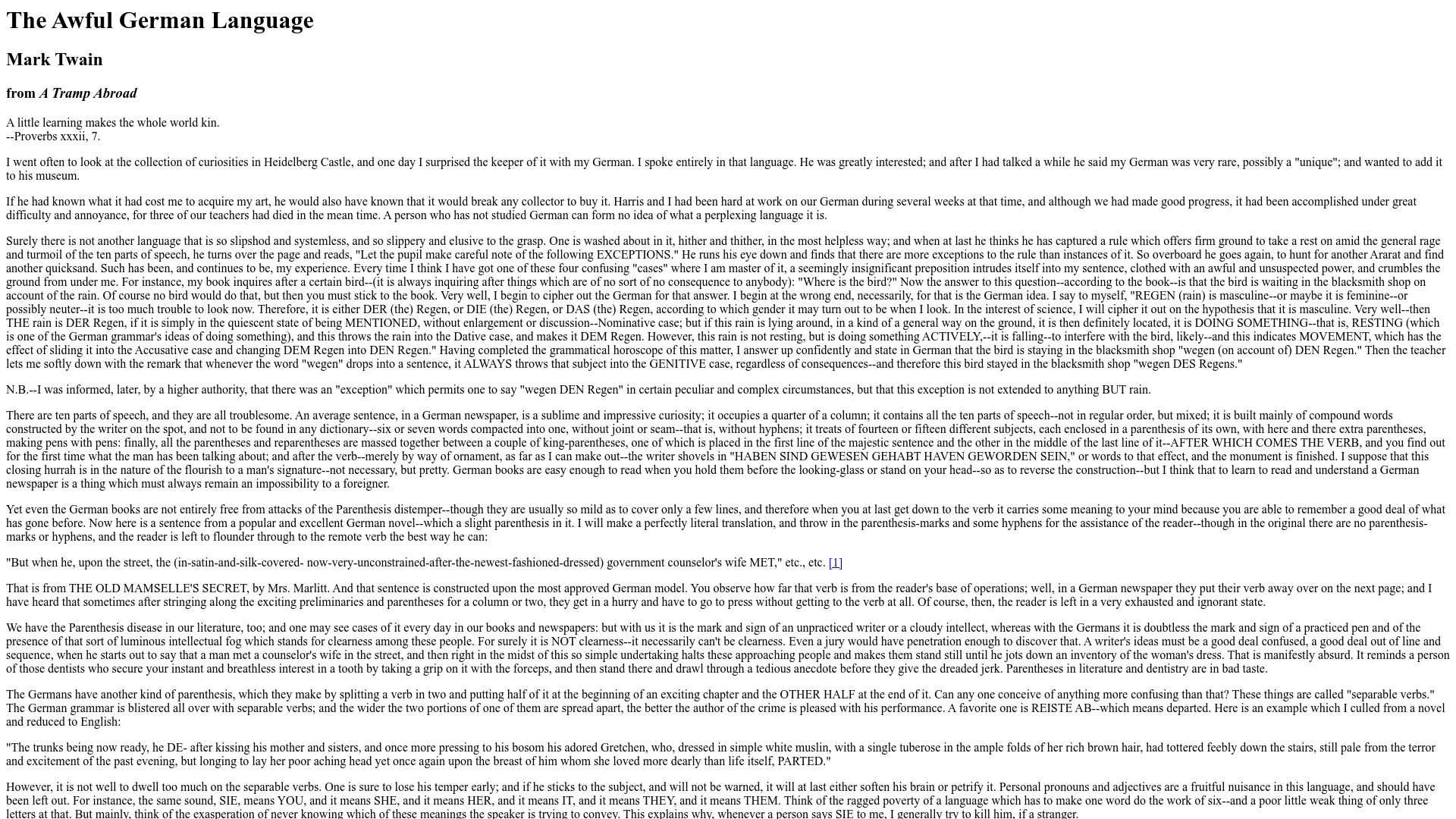 Screenshot of faculty.georgetown.edu: The Awful German Language (1880)