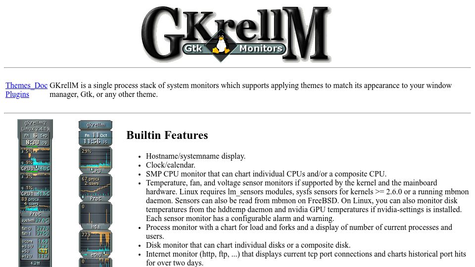 Screenshot of gkrellm.srcbox.net: GTK Krell Monitors