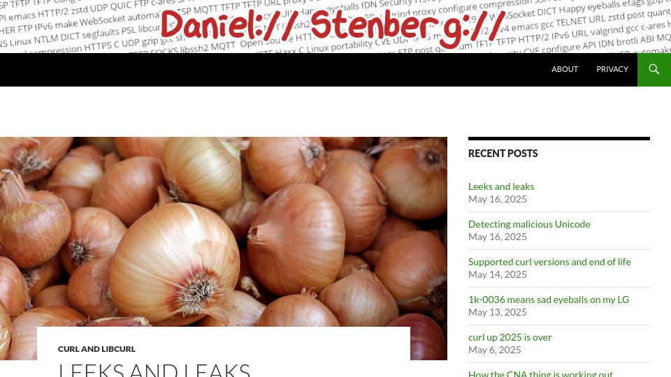 Screenshot of daniel.haxx.se: Leeks and Leaks