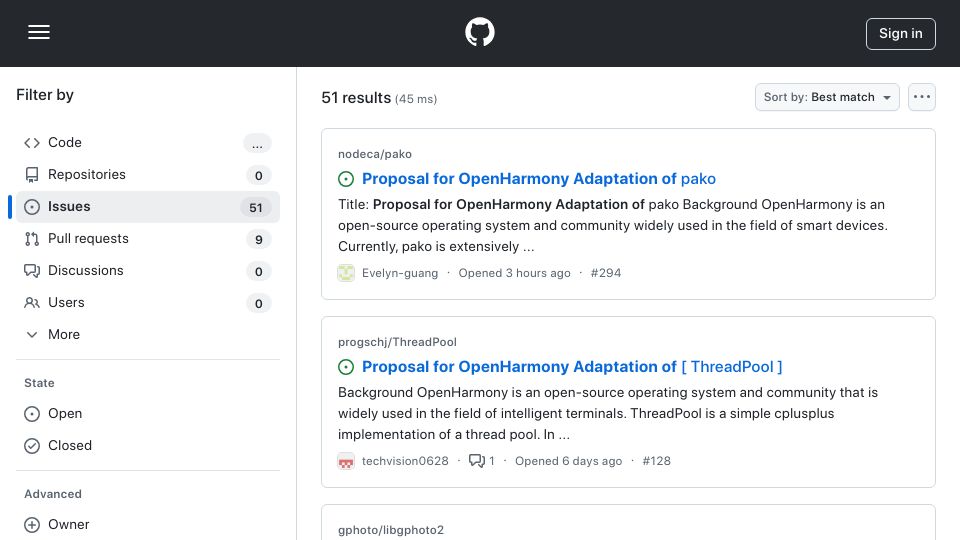 Screenshot of github.com: Huawei is spamming open source community for its Harmony ecosystem (See Comment)