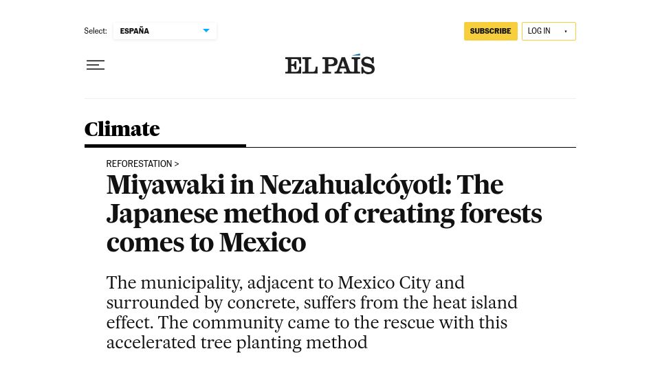 Screenshot of english.elpais.com: The Japanese method of creating forests comes to Mexico