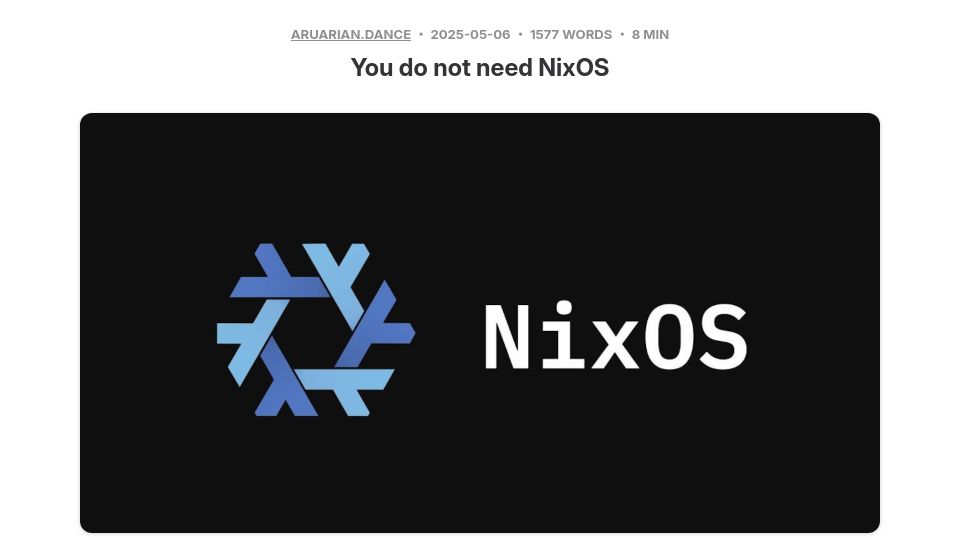 Screenshot of aruarian.dance: You do not need NixOS on the desktop