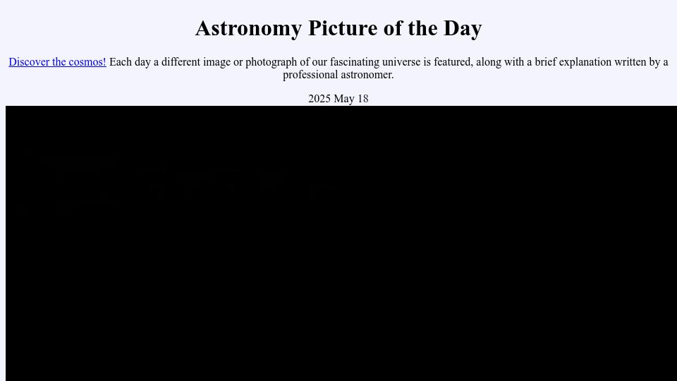 Screenshot of apod.nasa.gov: Pluto Flyover from New Horizons