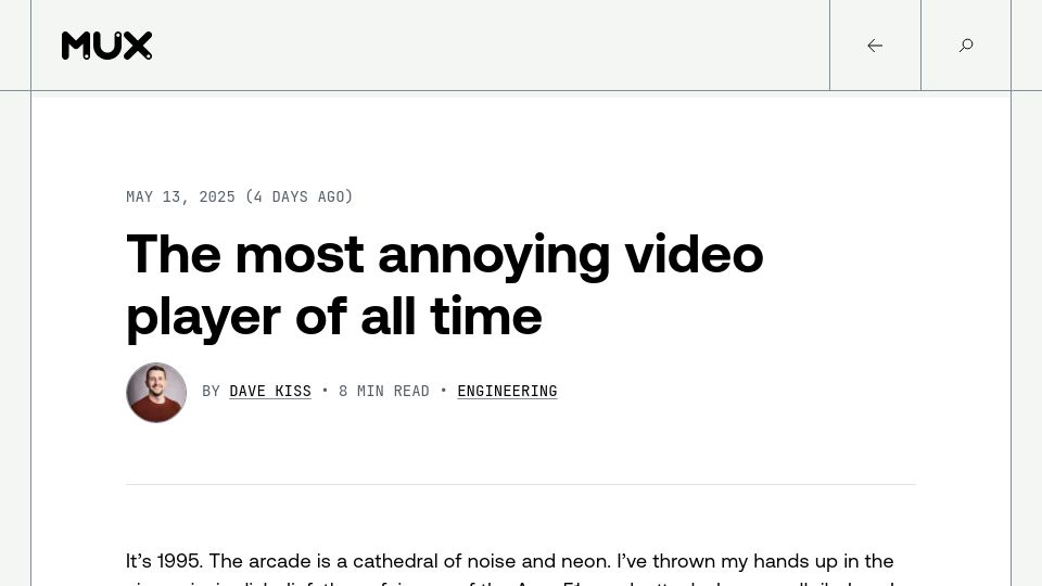 Screenshot of mux.com: The most annoying video player of all time