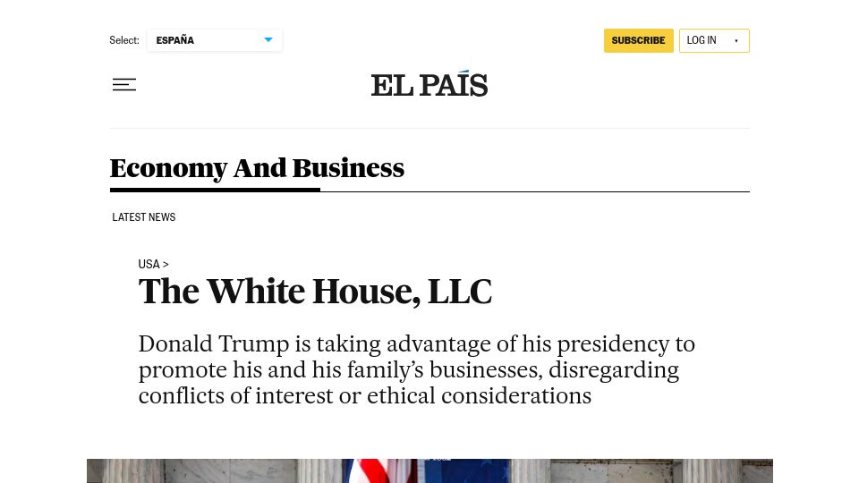 Screenshot of english.elpais.com: The White House, LLC