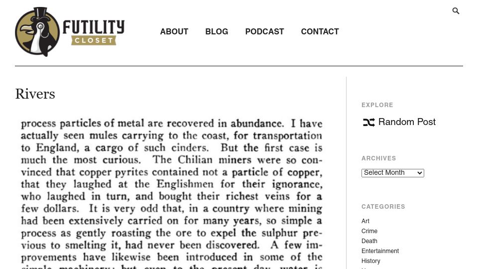 Screenshot of futilitycloset.com: Rivers