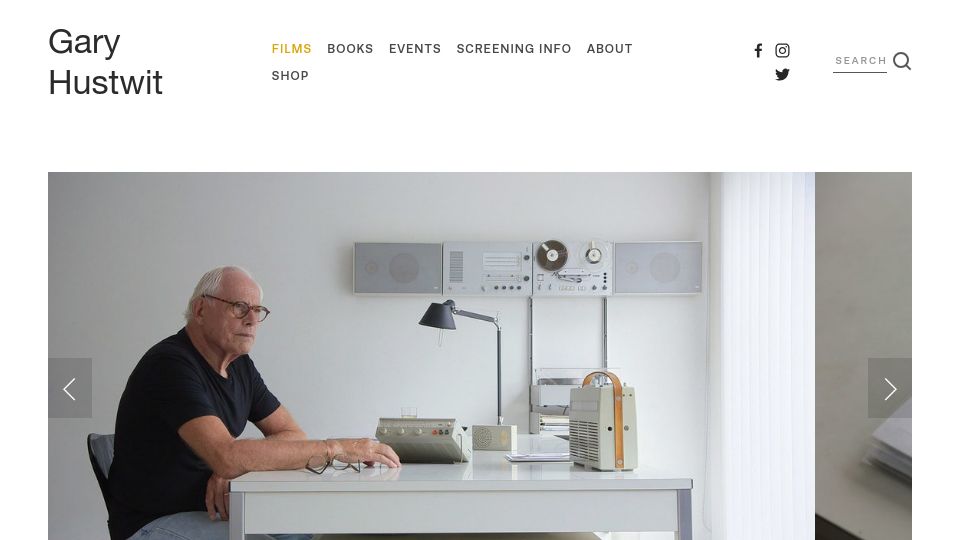 Screenshot of hustwit.com: Rams is a documentary portrait of Dieter Rams (2018)