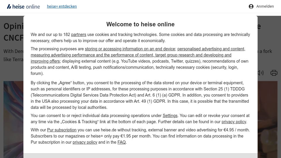 Screenshot of heise.de: Opinion: Is a split imminent? – Synadia demands NATS back from the CNCF