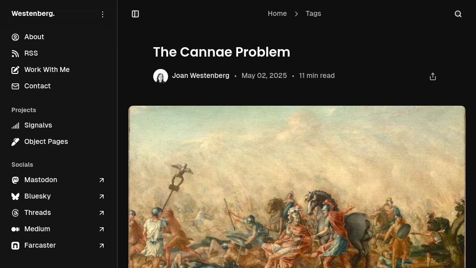 Screenshot of joanwestenberg.com: The Cannae Problem