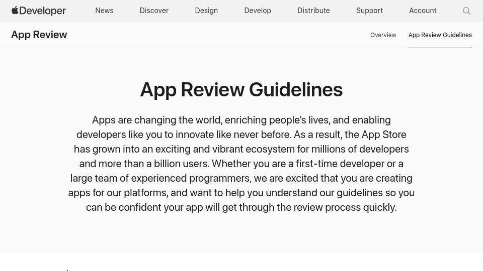 Screenshot of developer.apple.com: Apple App Store guidelines remove ban on encouraging external payments in US