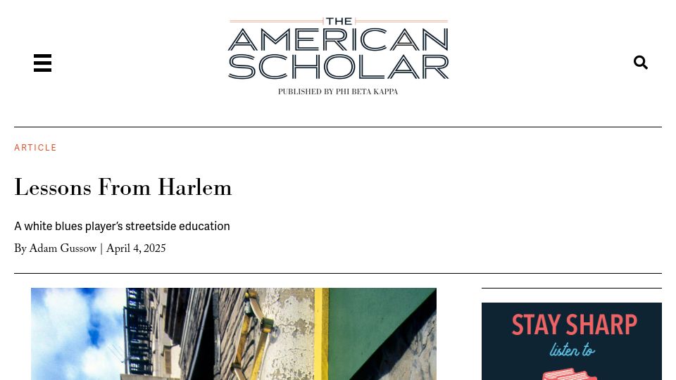 Screenshot of theamericanscholar.org: Lessons from Harlem