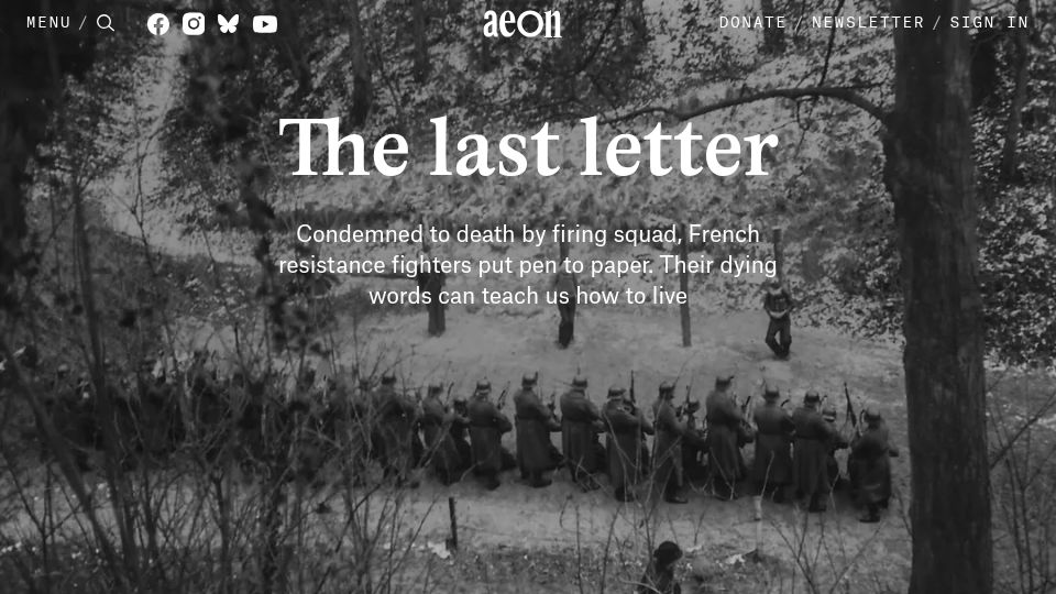 Screenshot of aeon.co: The Last Letter