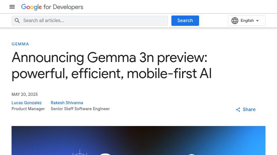 Screenshot of developers.googleblog.com: Gemma 3n preview: Mobile-first AI