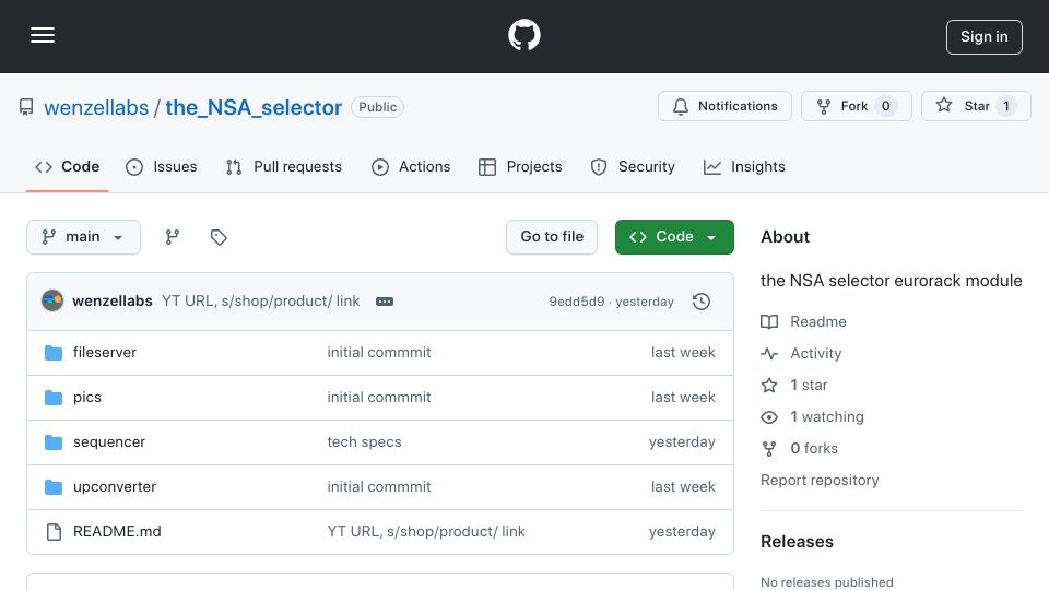 Screenshot of github.com: The NSA Selector