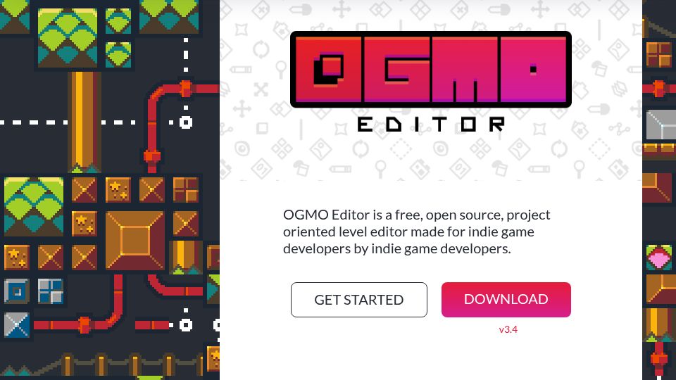 Screenshot of ogmo-editor-3.github.io: Ogmo – free, open source, 2D level editor