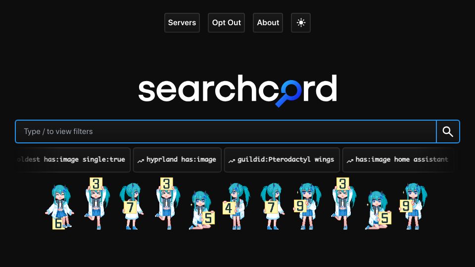 Screenshot of searchcord.io: Show HN: A free, privacy preserving, archive of public Discord servers