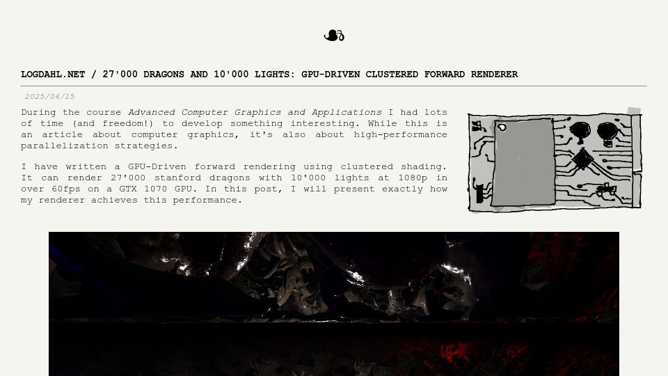 Screenshot of logdahl.net: GPU-Driven Clustered Forward Renderer