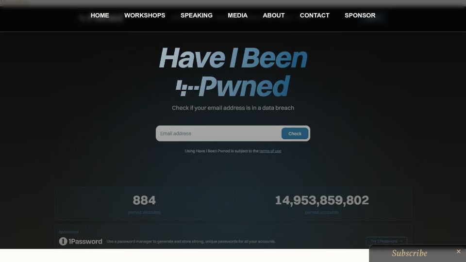 Screenshot of troyhunt.com: Have I Been Pwned 2.0