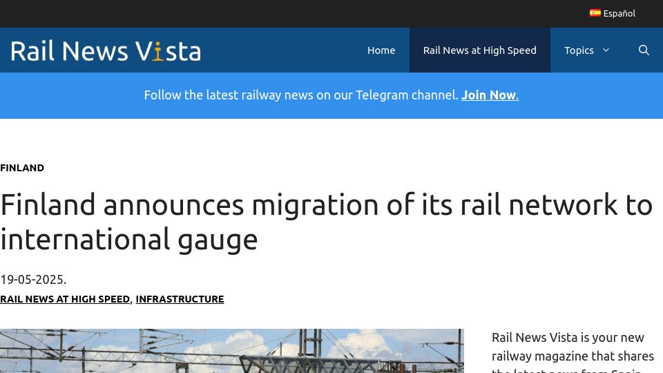 Screenshot of trenvista.net: Finland announces migration of its rail network to international gauge