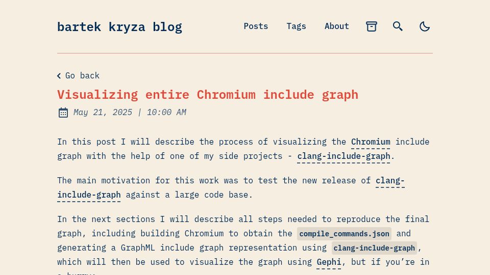 Screenshot of blog.bkryza.com: Visualizing entire Chromium include graph