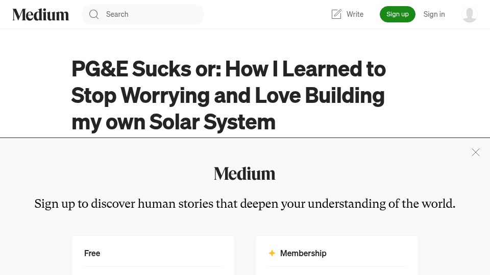 Screenshot of medium.com: Building my own solar power system
