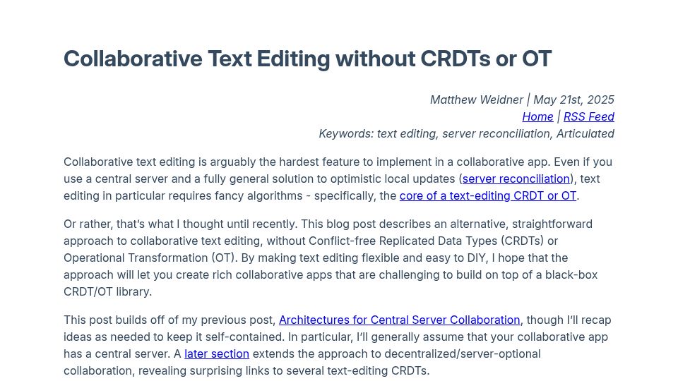 Screenshot of mattweidner.com: Collaborative Text Editing Without CRDTs or OT