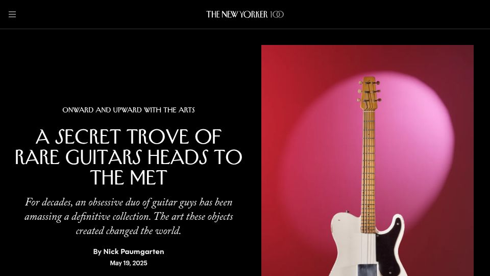 Screenshot of newyorker.com: A Secret Trove of Rare Guitars Heads to the Met